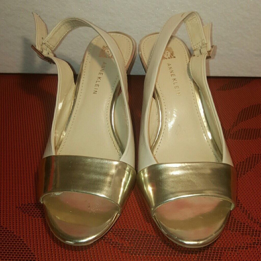 Anne Klein Gold and Cream Heels